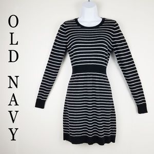 OLD NAVY-LONG SLEEVE STRIPED SWEATER DRESS